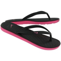 Nike Youth Girls (GS/PS) Solarsoft Thong 2 Sandals Slides-Black/Digital Pink