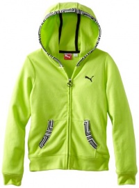 Puma - Kids Girls 7-16 Printed Trim Long Sleeve Hoodie, Lemon Lime, Medium Puma - Kids Girls 7-16 Printed Trim Long Sleeve Hoodie, Lemon Lime, Medium