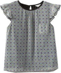 kc parker Girls 7-16 Big Girl Medallion Chiffon Flutter Sleeve Top, Grey Novelty Print, 14 kc parker Girls 7-16 Big Girl Medallion Chiffon Flutter Sleeve Top, Grey Novelty Print, 14