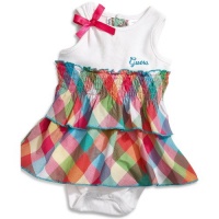 Guess Girls 0-9 Months Plaid Tier Romper (3/6 Months, Multi) Guess Girls 0-9 Months Plaid Tier Romper (3/6 Months, Multi)